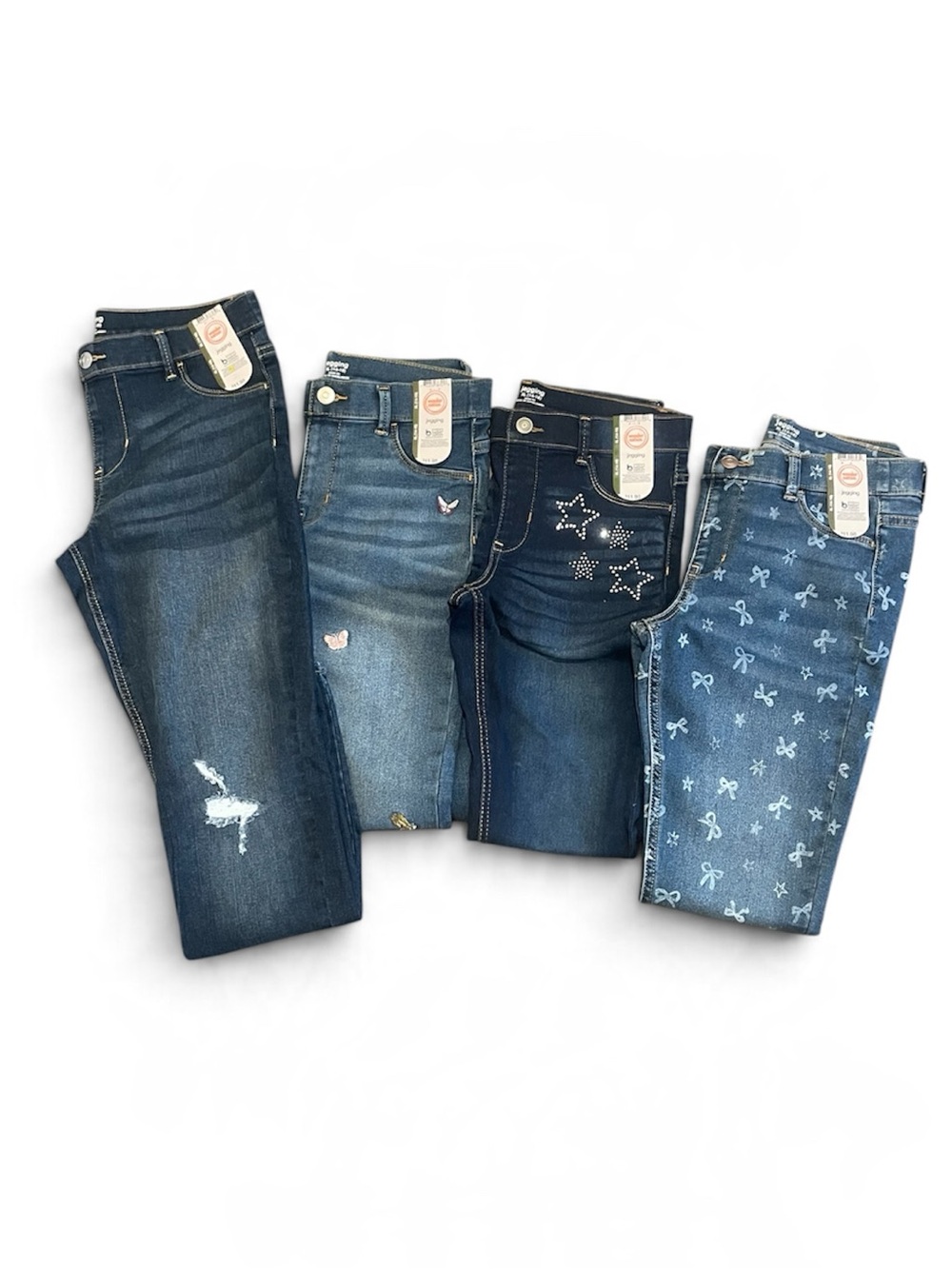 Wonder Nation Jeggings XL (14-16) Butterfly Stars Bows Distressed  4 Pair